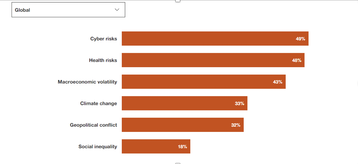 Top risks to growth as per CEOs (Source: PwC) Top risks to growth as per CEOs (Source: PwC)