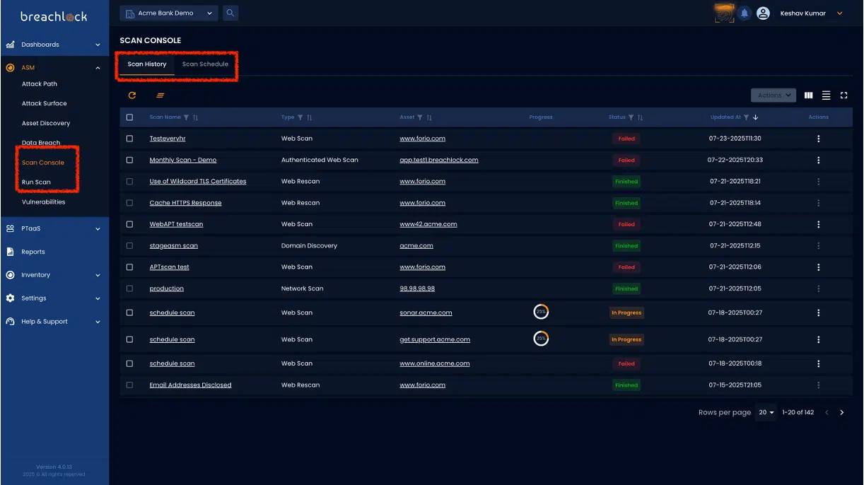 Improved ASM Scan Console NGPTaaS
