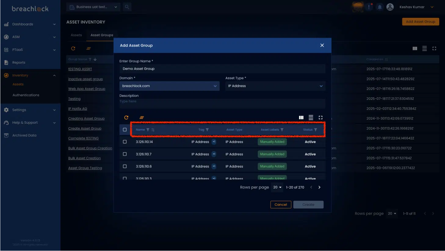 ADVANCED FILTERS FOR ASSET GROUP CREATION NGPTaaS v4.0