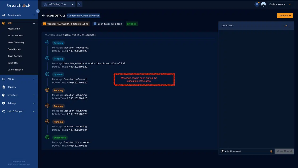 Clearer Scan Status Messages NGPTaaS v4.0