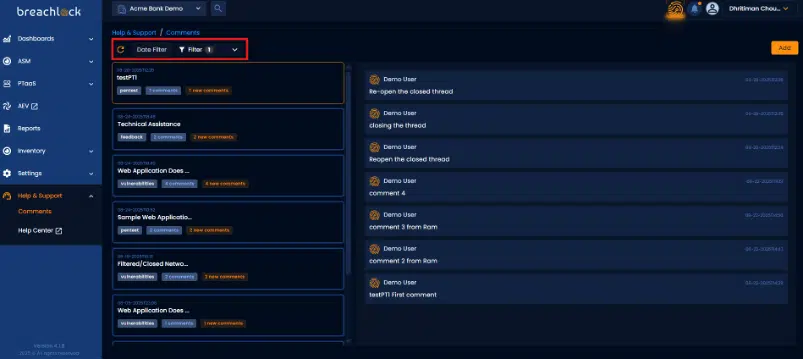 NGPTaaS v4.1.0 Comments Module Screenshot