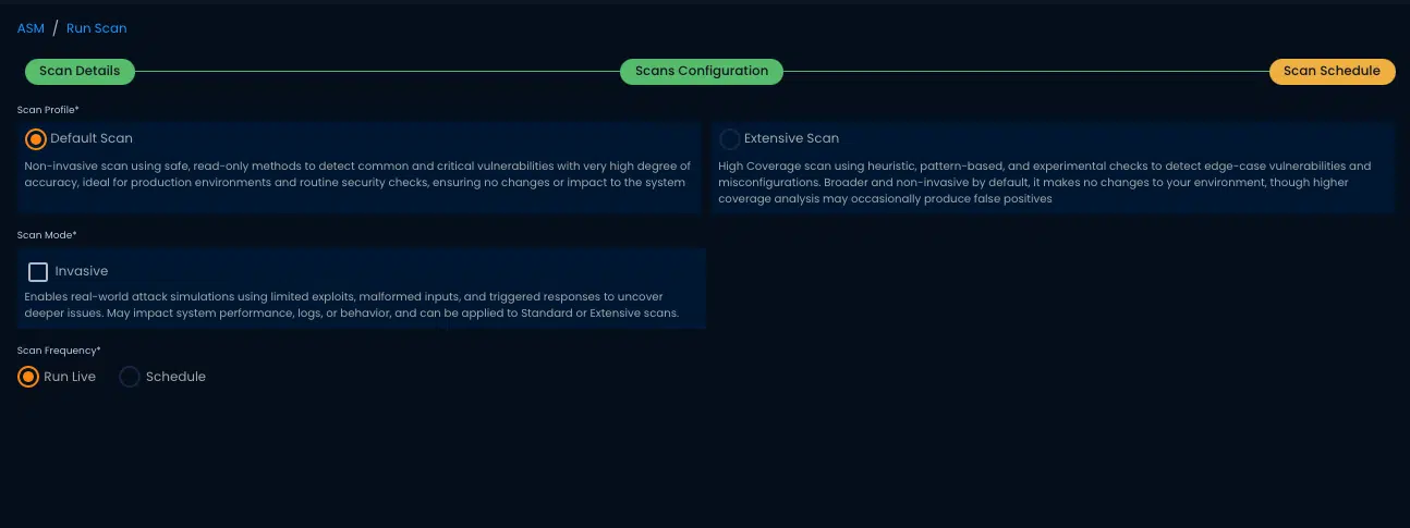 BreachLock Unified Platform NGPTaaS v4.2.0 Scan Profile Selection