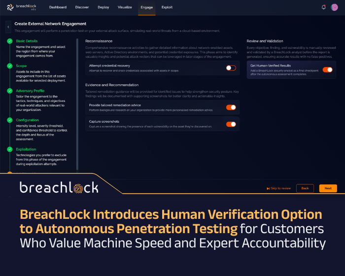 BreachLock Introduces Human Verification Option to Autonomous Penetration Testing for Customers Who Value Machine Speed and Expert Accountability