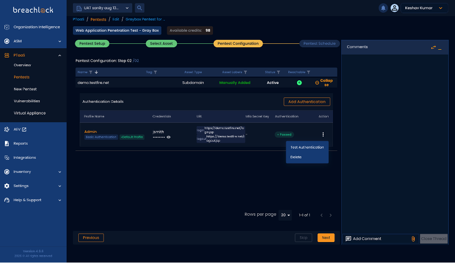 BreachLock PTaaS Screenshot 2